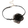 Black Flower Choker Necklace for Women,Red Vintage Camellia Necklace Velvet Suede Necklace Bridal Bridesmaid Collar Necklaces
