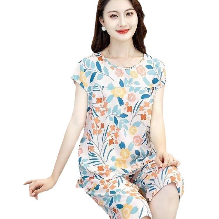 Letnia bawełniana piżama mamy: Damski wiskozowy komplet dwuczęściowy z krótkim rękawem dla kobiet w średnim wieku i starszych (Edycja 2023)