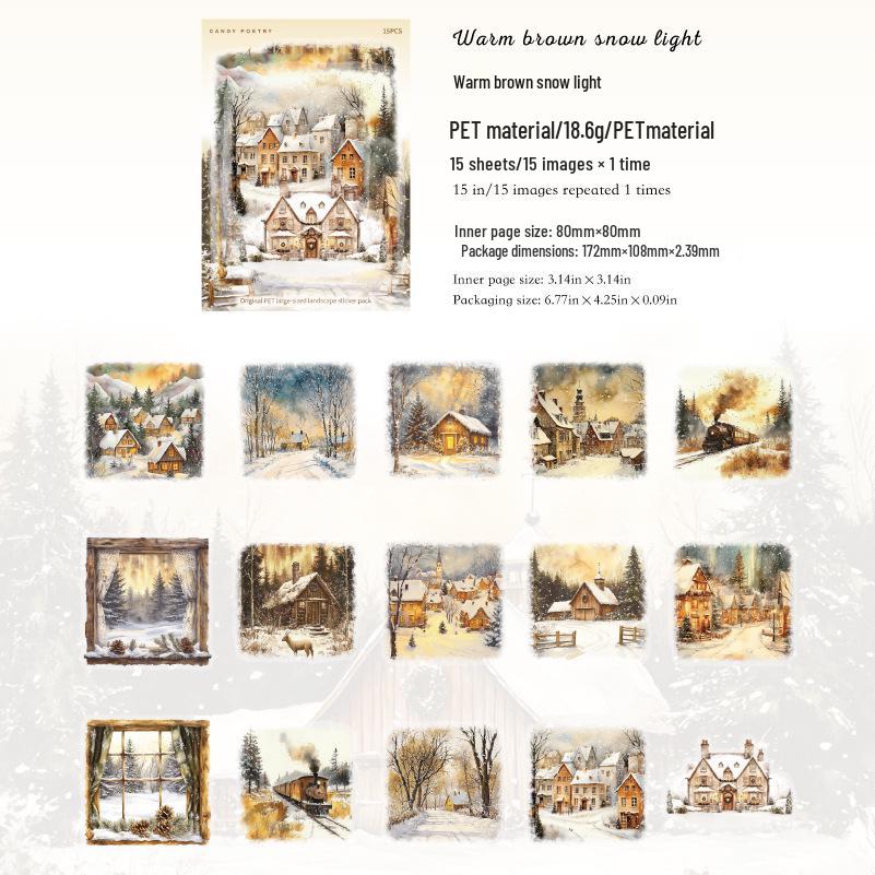 Snow Realm Poems: Winter Scenery White Ink Sticker Pack, 6 Designs