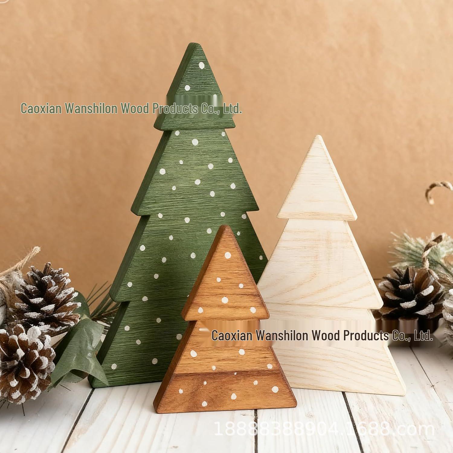 Solid Wood Cartoon Christmas Tree Ornaments, Creative Home Decor Pendant 12324