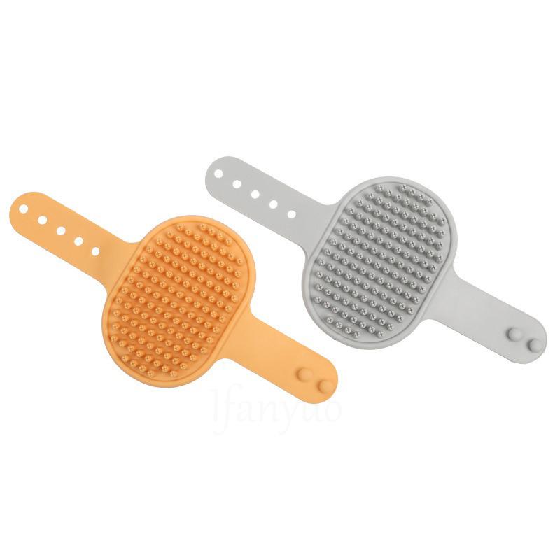 Cat Grooming Comb Dog Bath Brush Pet Grooming Shedding Soothing Massage Rubber Bristles Comb with Adjustable Ring Handle Tools
