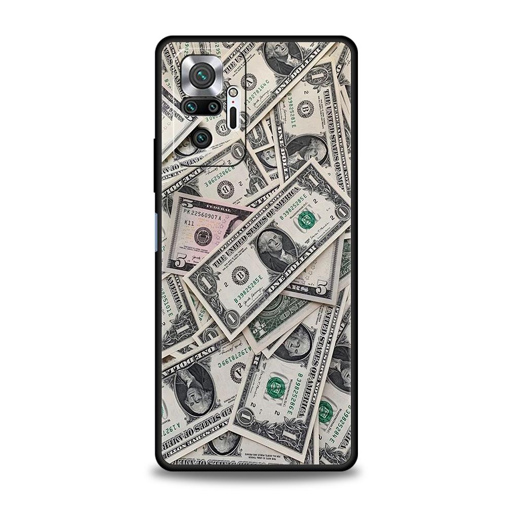 USD Dollar Cash Luxury Phone Case Cover for Redmi 14C 10C Note 14 13 12 10 11 Pro Plus 7 8T K40 K50 Gaming Pro Plus 5G TPU Shell