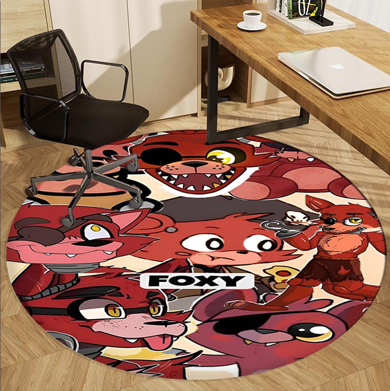 Five Nights at Freddy's Pattern Round Rug, Indoor/Outdoor Mat, for Picnic, Gameroom, Bedroom, Office, Living Room, Home Decor Carpet, Birthday Gift