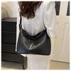 New Trendy Large Capacity Solid Color Retro Korean Fashion Simple Casual Commuter Single Shoulder Tote Bag for Women