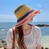 Rainbow Straw Hat Woman Summer Sun Visor Handmade Crochet Big Brim Bucket Hat Ladies Beach Sun Cap Boho Lady Girls Fashion Caps