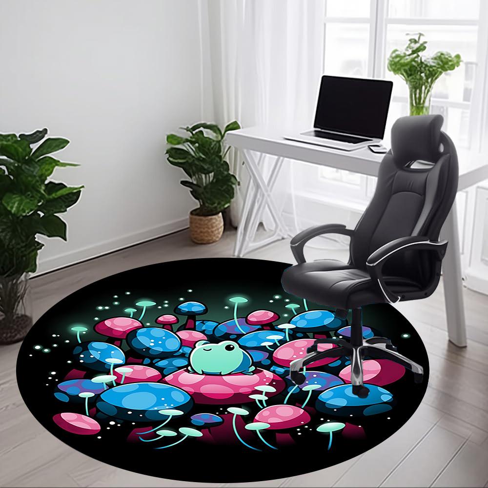 1pc Mushroom Fantasy Office Round Area Rug, Under Office Chairs Bedroom Living Room Home Decor, Room Deco, Available in Various Sizes