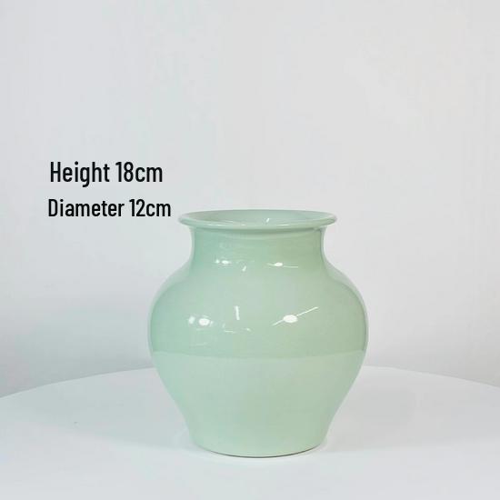 Yuan Silk Daisy Wedding Vase - Ice Crackle Short Ceramic