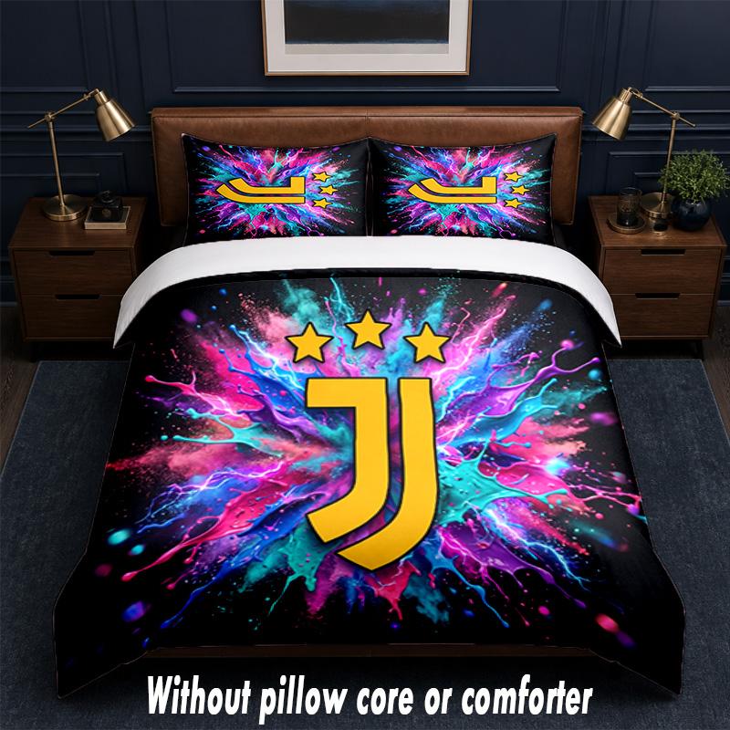 Set Biancheria da Letto Juventus FC Design 1 Copripiumino + 2 Federe Morbido Traspirante Biancheria da Letto per la Casa