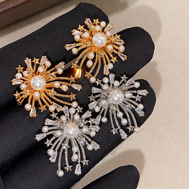 2026 Starfire Rhinestone Pearl Earrings: High-End Sparkling Luxury for Women