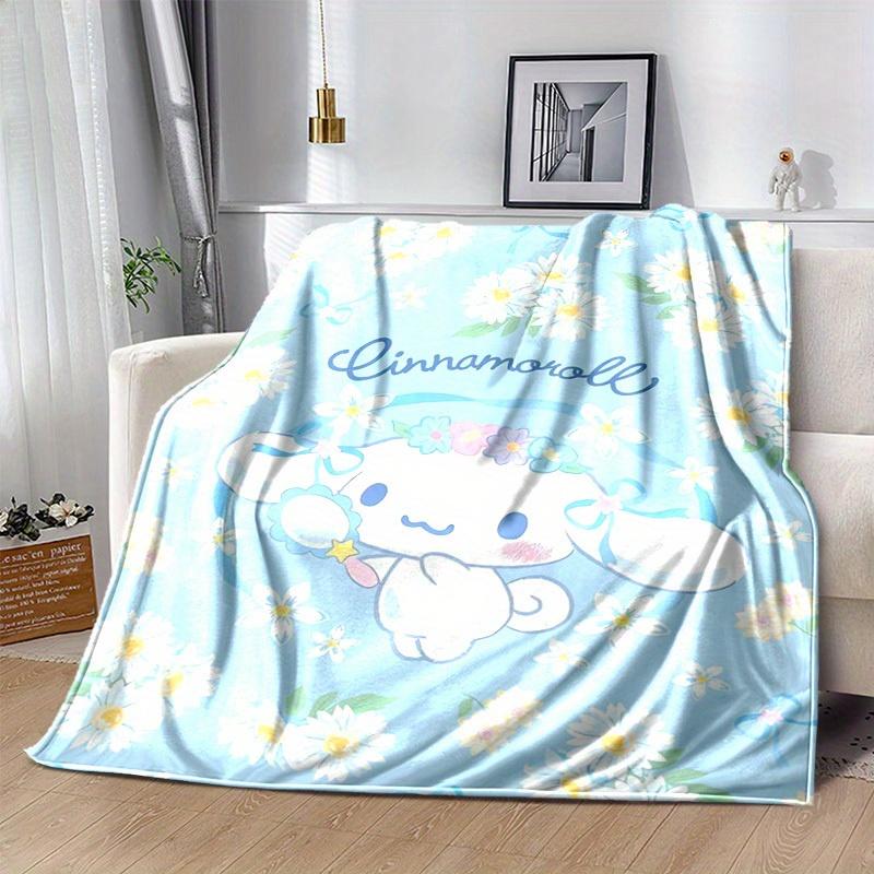 1pc, Sanrio Cute Cinnamoroll Floral Home Decor Blanket: Perfect Gift for Bedroom, Living Room, Travel, Camping, Car, Beach, Office Nap. Soft Flannel T