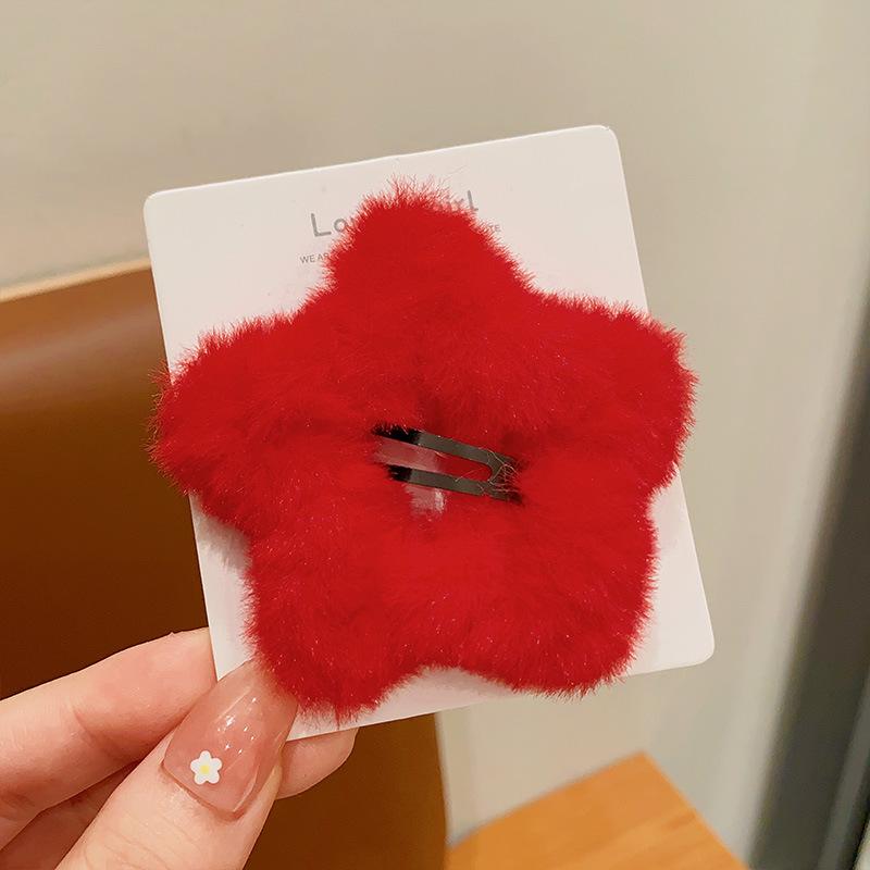 Fluffy Beige Korean Minimalist Five-Point Star Hair Clip