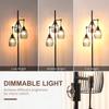 3-Light Floor Lamp, 170cm Industrial Dimmable Standing Lamp with Steel Wire Cage Lampshades for Living Room, Bedroom, Dining Room, Study