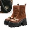 Fashion Women's High Heel Boots Large Size Fashion Stretch Platform Women's Short Boots Suede Leather Chain Women's Booties