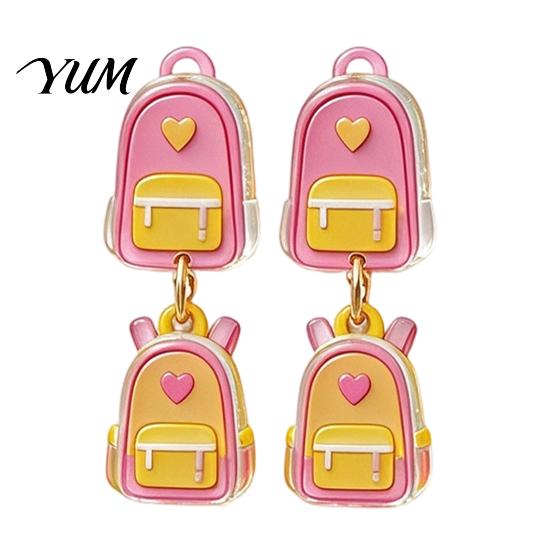 Personalized School Life Ornaments 1 Pair Teacher Earrings for Women, Cute 2D Acrylic Crayon Pencil Backpack Fun Back to Jewelry Number Alphabet