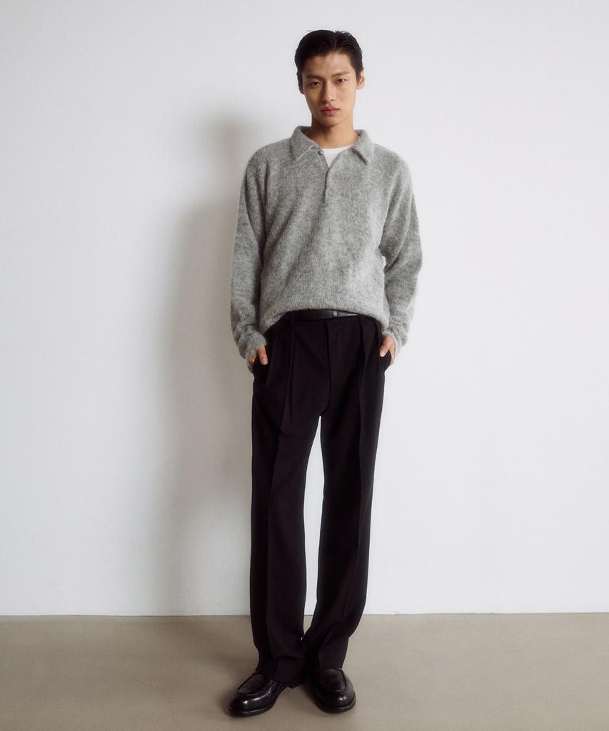 DUSTYWHITE Gray Alpaca Knit Polo Shirt