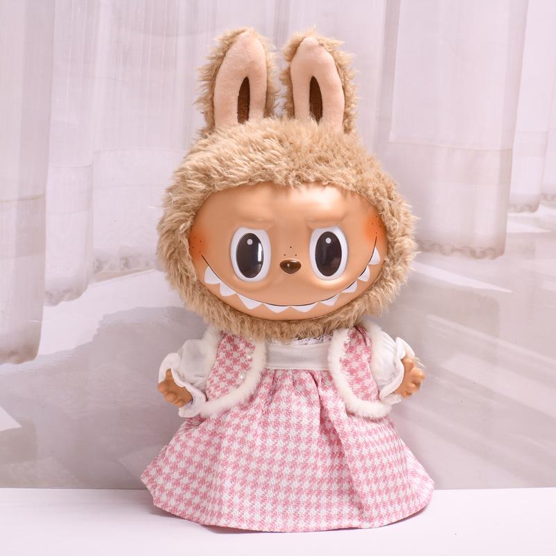 38cm Labubu Plush Doll Casual Outfit Set with Hat (Clothes Only)