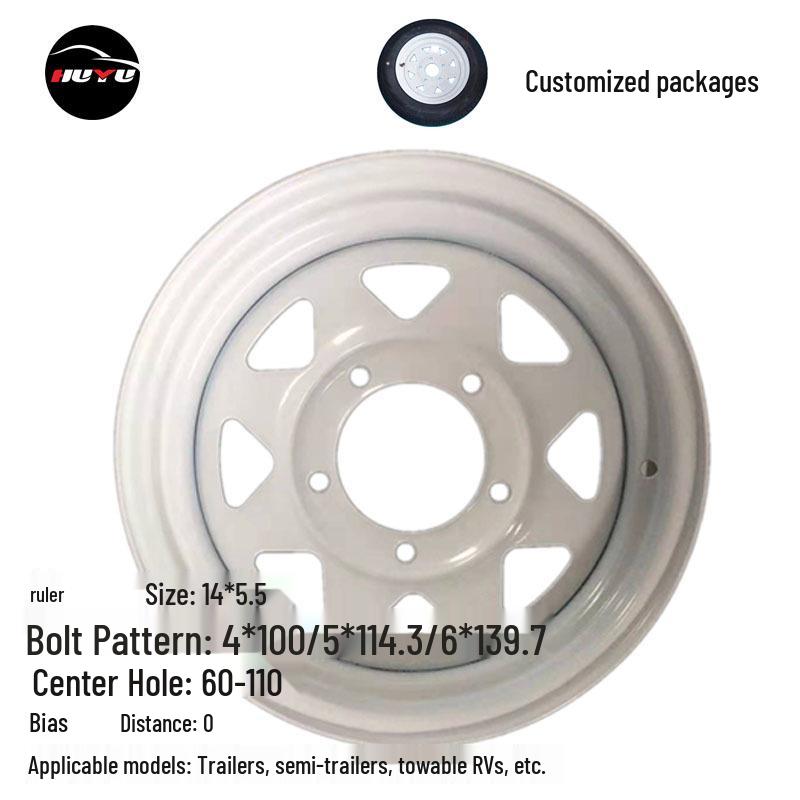 

14-inch Steel Trailer Wheel Rim Hub for RV, ATV, Yacht with 4/5/6 Holes 14x5, 5x114.3