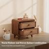 Sturdy Rattan Drawer Vanity Box | Minimalist, Walnut Finish Makeup Chest, for