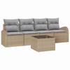 Garden Sofa Set with Storage 5 Pcs Beige and Grey Poly Rattan