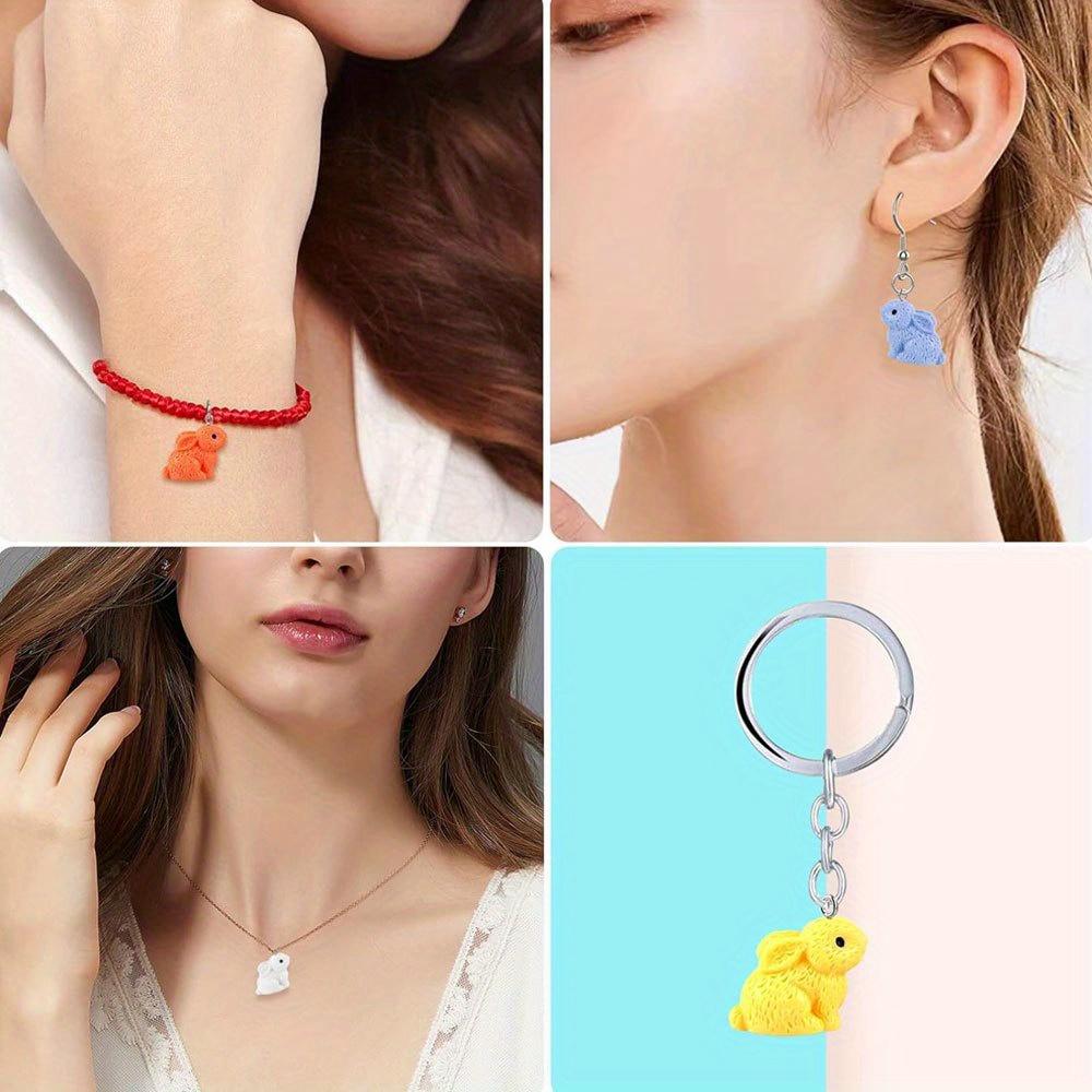 2/4/8pcs Resin Material Easter Rabbit Pendant Rabbit Animal Decoration DIY Jewelry Making Bracelet Necklace Keychain Phone Chain Beads Wedding
