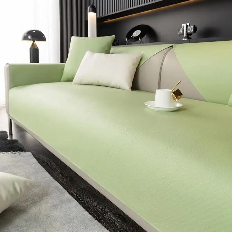 Simple Imitation Cowhide Sofa Mat Solid Color Waterproof  Anti Cat Scratch Pet Cushion Hot Four Seasons Universal Couch Cover