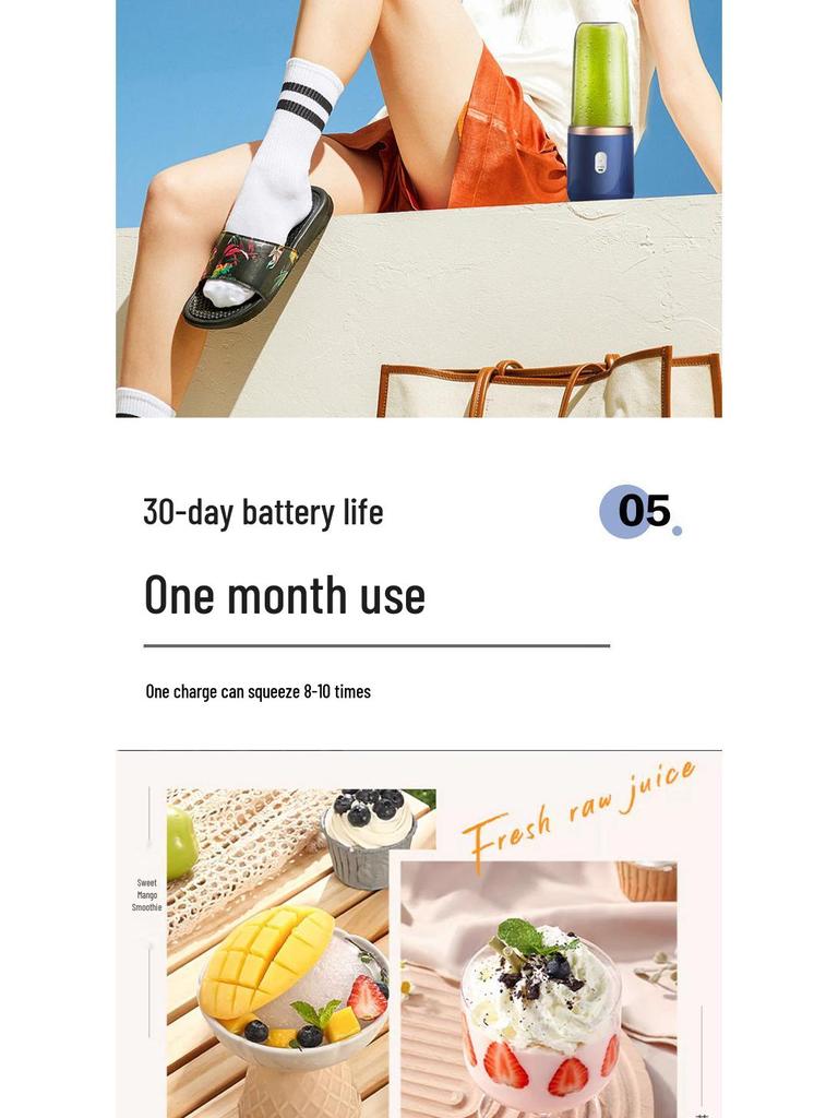 Portable Rechargeable Multi-Function Juicer Cup for Home Use