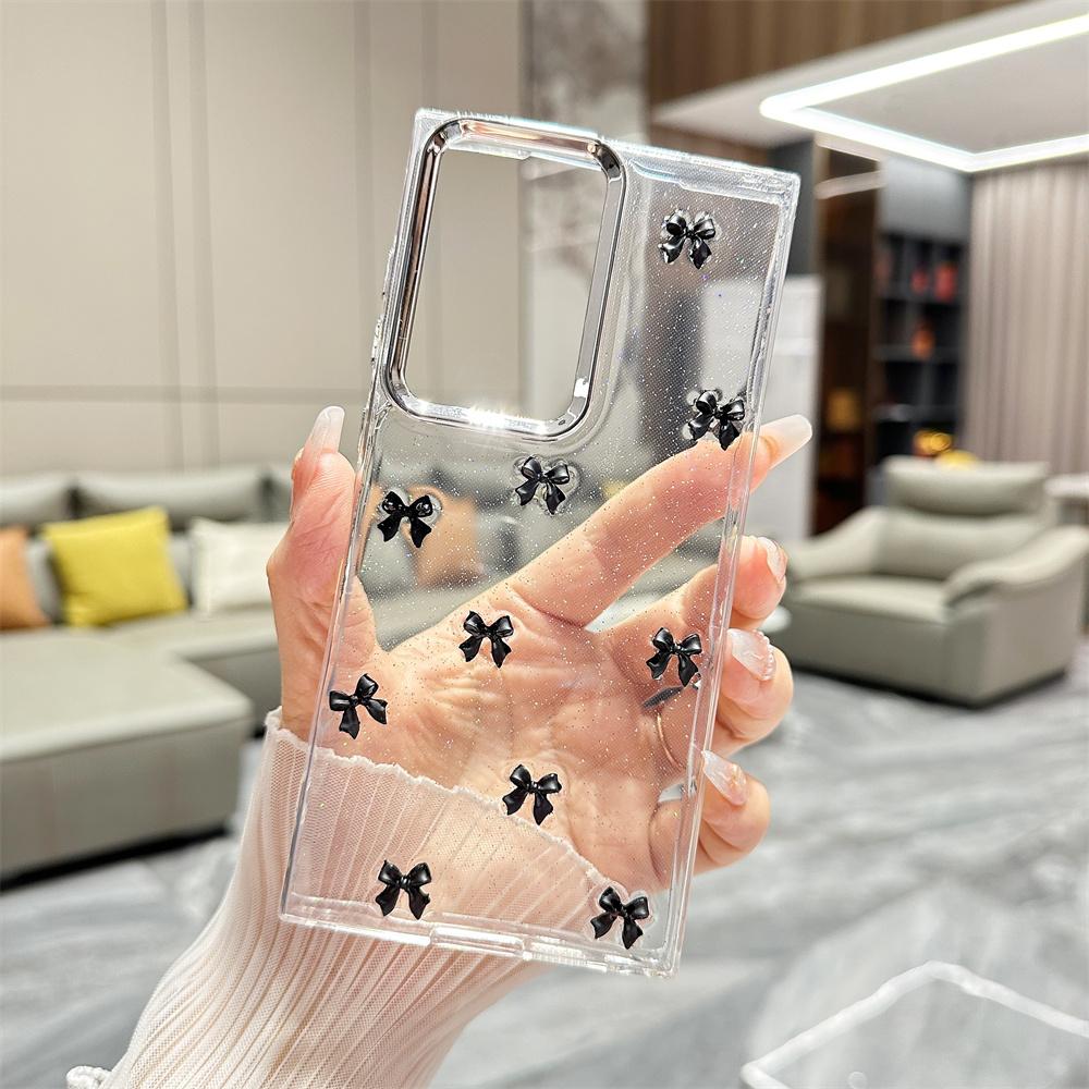 Cute Bowknot Bracelet Transparent Case for Samsung Galaxy S24 Ultra S23 Plus S22 FE A15 A16 A25 A35 A55 A13 Wrist Chain Cover