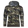 Men's Fashion Camouflage Sweatshirt Men's Drawstring Ribbed Closure Sleeve Pocket Hoodie