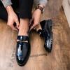 Shiny Leather Shoes for Men Platform Dress Shoes  Slip On Men Loafers Party Designer Wedding Footwear  Para Hombres