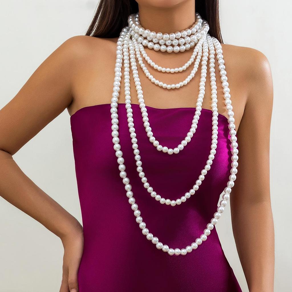 Baroque Multilayer Pearl Necklace - Retro French Choker for Women