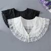 French Design Double Layer Detachable Collar for Women Girl Elegant Ruffle Lace Collar Neckpiece For Clothes Enhancement