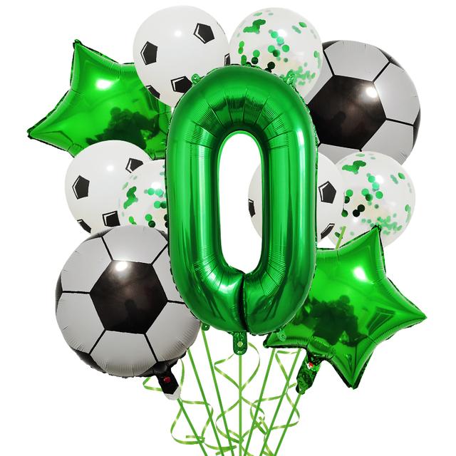 

1 комплект, шарики из гелиевой фольги, футбольные шары, украшения для дня рождения, для мальчиков, 32 дюйма, зеленый мяч с цифрами, футбольные спортивные товары Other