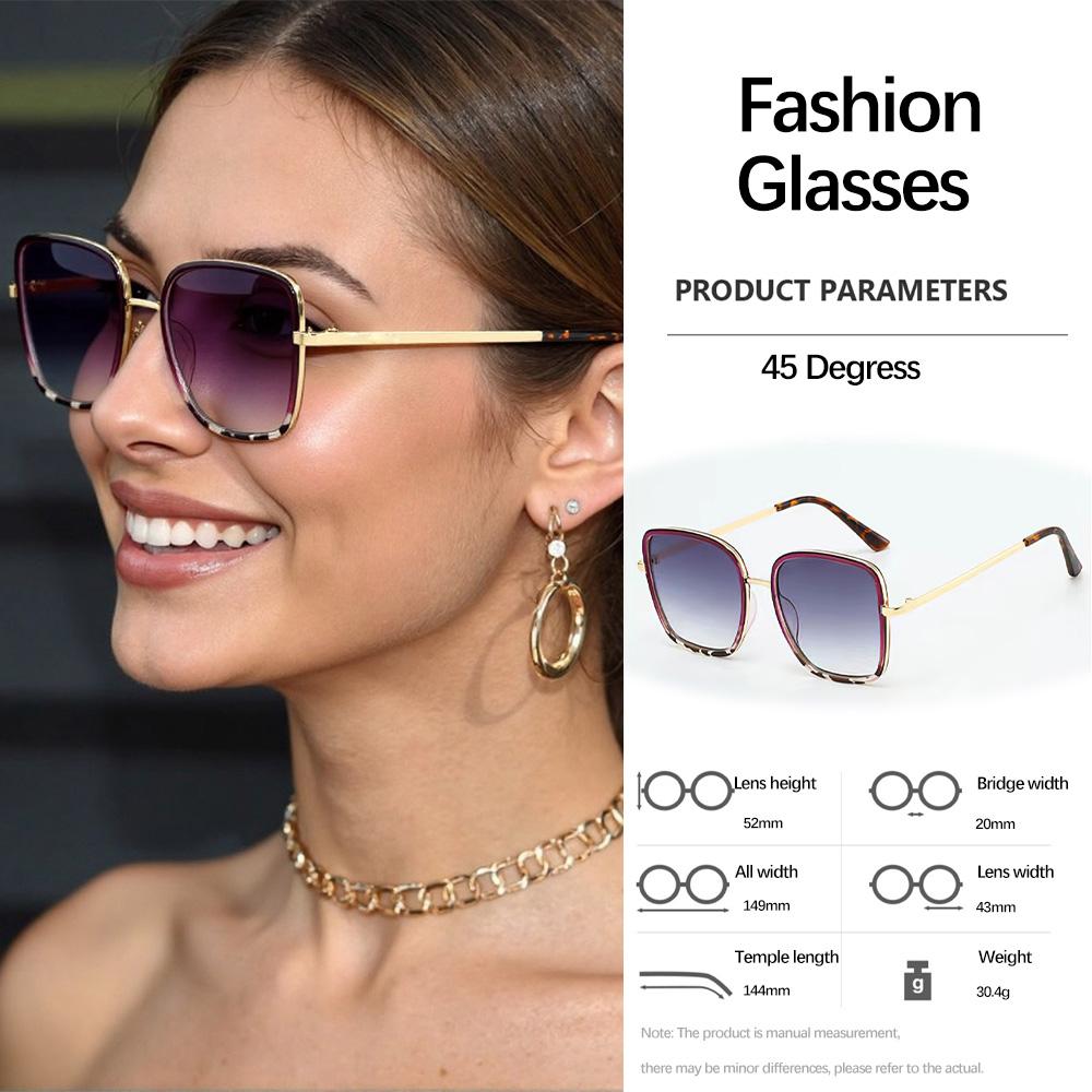 

Легкие Солнцезащитные Очки Для Женщин Роскошное Металлическое Украшение Квадратная Большая Рамка Очки Для Повседневного Стиля Мужские Модные Солнцезащитные Очки Женские