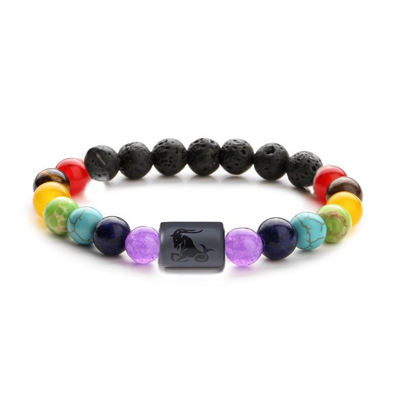 12 Zodiac Signs Constellation Bracelet for Women Men Fashion Natural Stone Handmade Elastic Bracelet Healing Jewelry Gifts