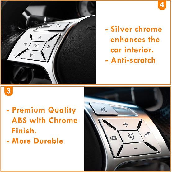 Moonlinks Steering Wheel Button Sticker Compatible With Mercedes A B C E M G SL GL GLA CLA GLK SLK GLS Class,Steering Wheel Button Decoration Trim