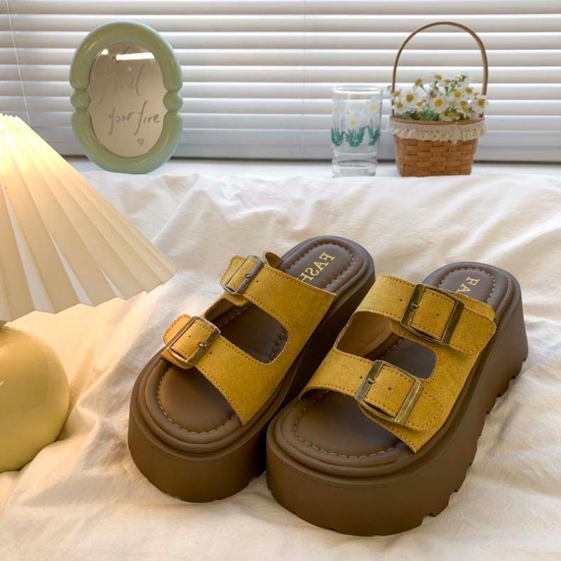 New Summer Women's Scoop Cake Bottom Sandals 7cm Sole Height Fashionable Sandals Women's Shoes for Leisure and Vacation Beach