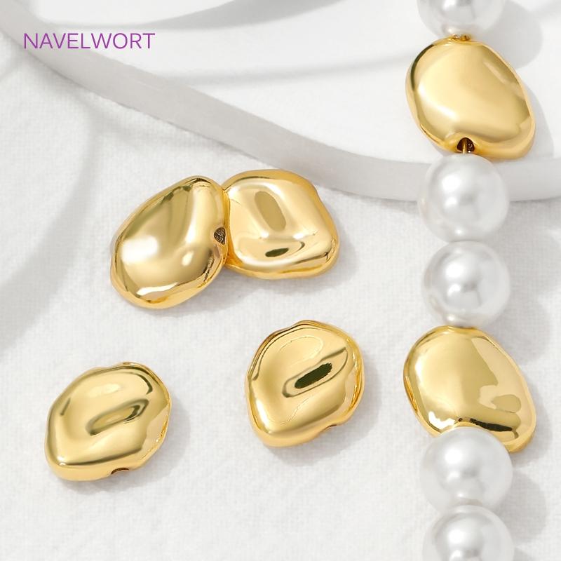 Brass Spacer Beads For Jewelry Making,18K Gold Plated Flat Irregular Beads Separators,Bracelet Beads,DIY Jewelry Accessories