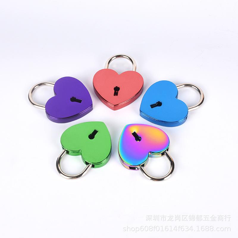 Colorful Electroplated Heart-shaped Padlock for Couples – Wishing & Luggage Lock