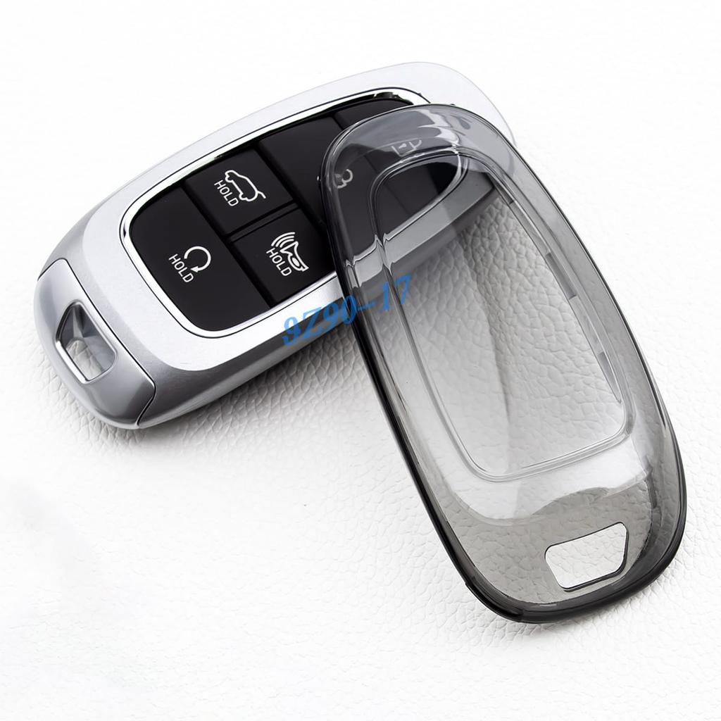 Transparent Black Tpu Car Smart Key Fob Case Cover Keychain Compatible With Hyundai Sonata Tucson Cruz Ioniq 5 Palisade Nexo
