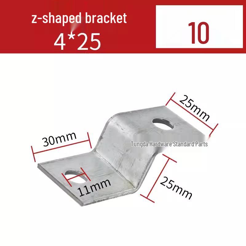 Galvanized 90° Flat Iron Elbow with Horizontal Bend, 4*40H & 4*25Z Grounding Bracket Steel Fixing Clip