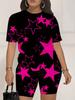 Skull Head 1116 Summer New Versatile Abstract Printed Women's Clothing Suit European and American Women's Clothing Daily Short Sleeve Shorts
