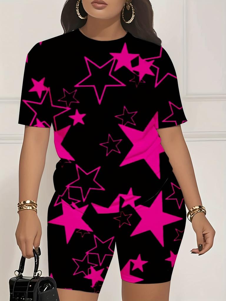 Skull Head 1116 Summer New Versatile Abstract Printed Women's Clothing Suit European and American Women's Clothing Daily Short Sleeve Shorts