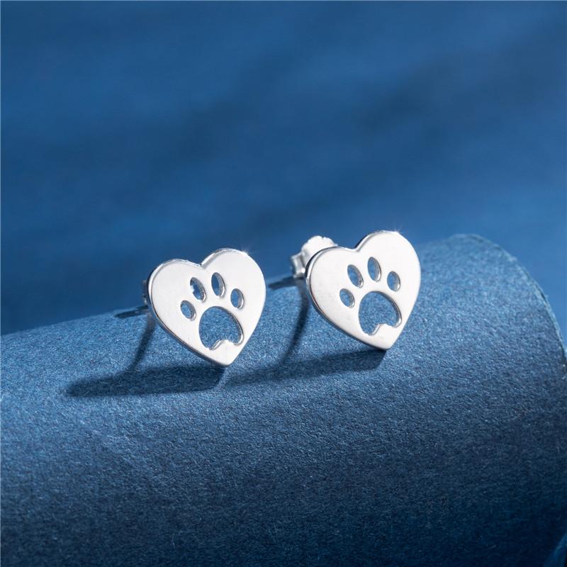 925 Sterling copper Small Animal Stud Earrings for Women Mini Dog Paw Piercing Earring Zircon Rabbit Owl Cat on Moon Pendientes
