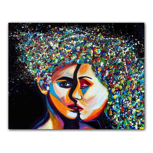 New Nordic Graffiti Art Figure Canvas Painting Unique Hairstyle Fashion Model Poster Office Living Room Home Decoration Mural No Frame