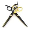6.0" Black & Gold Hairdressing Scissors - Straight & Thinning Shears for Bangs