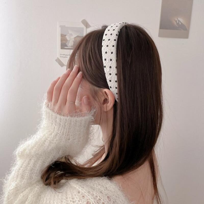 Fluffy Dot Simple Hair Headband black