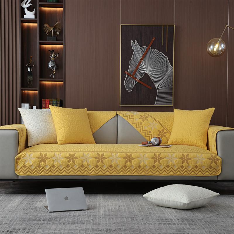Universal Washed Cotton Embroidered Sofa Cushion for All Seasons Modern Simple Anti-slip Washed Sofa Cushion Towel