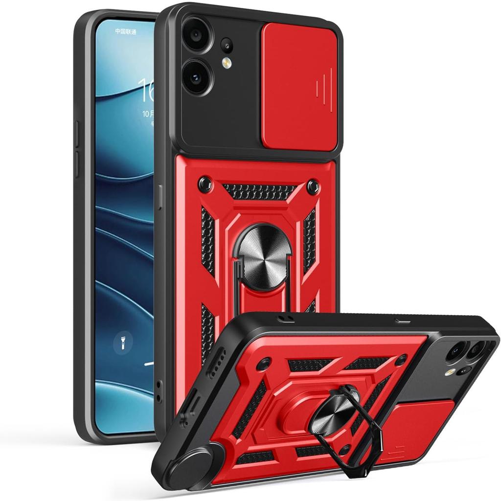 Husă Armură cu Suport pentru Telefon Nothing CMF 2 Pro, Acoperire Protecție Obiectiv cu Inel, Suport Magnetic, Coque Fundas Capa