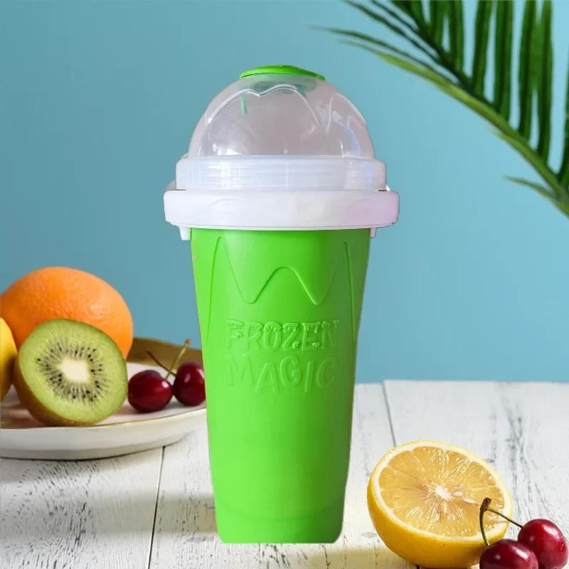 

1pc Ice Maker CupCream Silicone Squeeze Cup For Quick Frozen Ice Cream Slushies Milkshakes And More Easy Squeeze Design зелёный