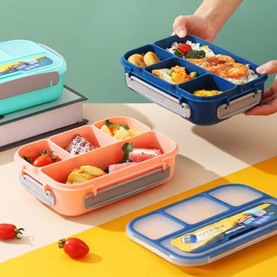 Lebensmittelaufbewahrungsbox Schnallenverschluss Organisation Leicht zu reinigen Nützlich 4 Fächer Mikrowellengeeignet Lebensmittelaufbewahrung Bento-Box Täglicher Gebrauch